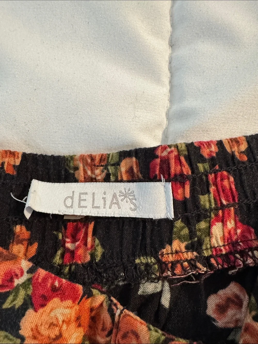 dELiA*s Black Floral Button-Front Skater Skirt with Pink & Peach Roses